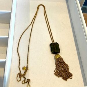 Jcrew faux pendent necklace in deep green and gold.